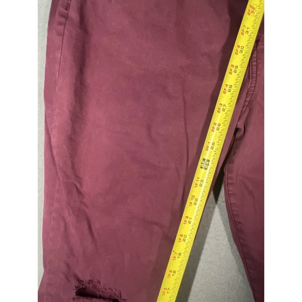 Arizona Jeans Women's Plus Size 20 Burgundy Distressed‎ Jeggings Skinny Fit
